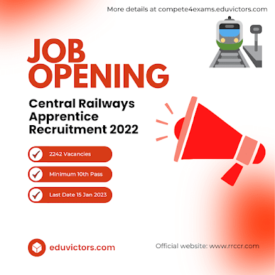 Job Opening: Central Railway Apprentice Recruitment 2022 #IndiaJobs #RailwaysJobs #compete4exams #eduvictors