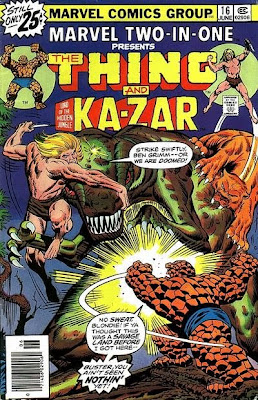 Marvel Two-in-One #16, the Thing and Ka-Zar, cover