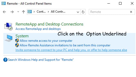 Click to offer or invite for a remote desktop connection