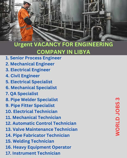 Urgent VACANCY FOR ENGINEERING COMPANY IN LIBYA