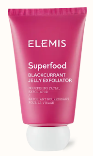 Jar of Elemis Superfood Blackcurrant Jelly Exfoliator, showcasing the vibrant, textured scrub that nourishes and revitalizes skin.