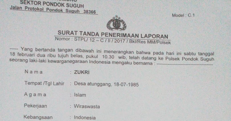 SURAT KETERANGAN KEHILANGAN DARI KEPOLISIAN  SEMUA SURAT