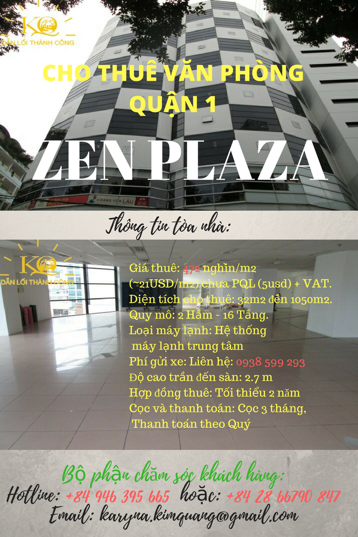 Văn phòng cho thuê quận 1 Zen Plaza