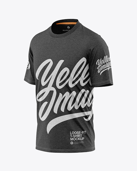 Download 444+ Mens Loose-Fit T-Shirt Mockup Front Half-Side View ...