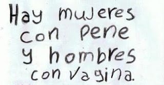 Pintada en la que se lee: hay mujeres con pene y hombres con vagina