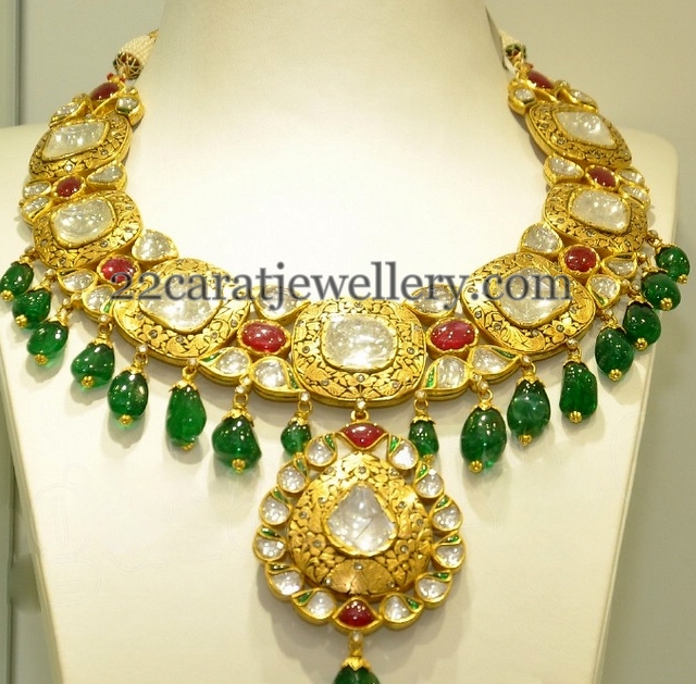 Meena Work Embellished Kundan Necklace