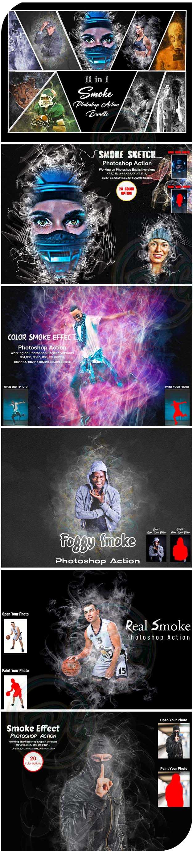 11 Smoke Photoshop Action Bundle Free Download