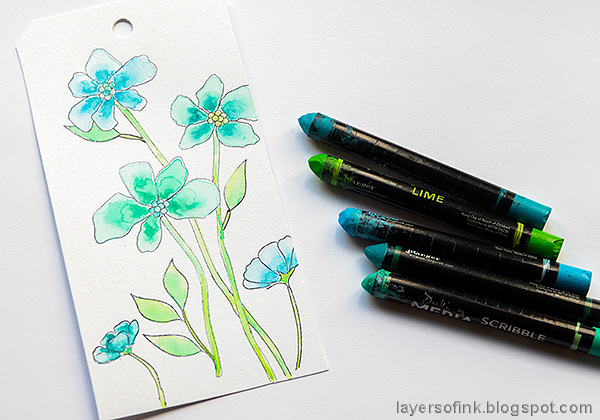 Layers of ink - Watercolor floral on black background tutorial by Anna-Karin Evaldsson. Watercolor the flowers.