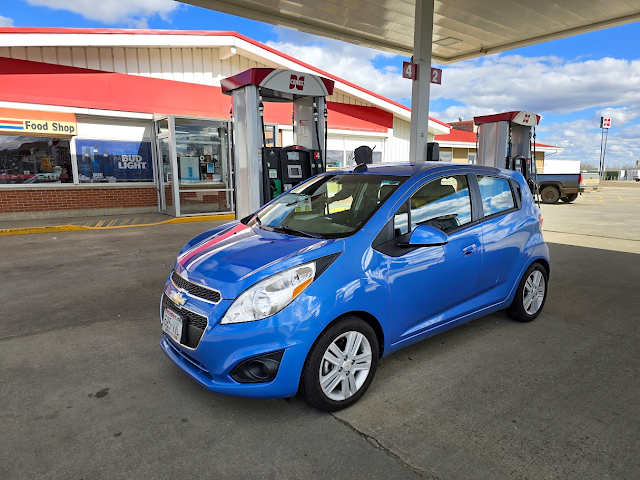 The Chevrolet Spark getting fuel