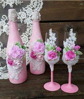 Decoraciones hechas con Copas y Botellas de Vidrio