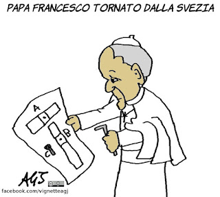 papa francesco, svezia, ikea, satira, vignetta