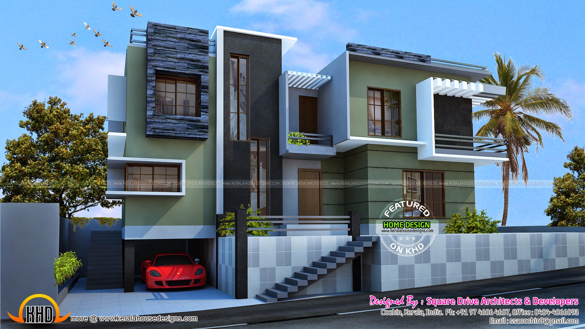  Modern  duplex  house  Kerala home  design  and floor plans 