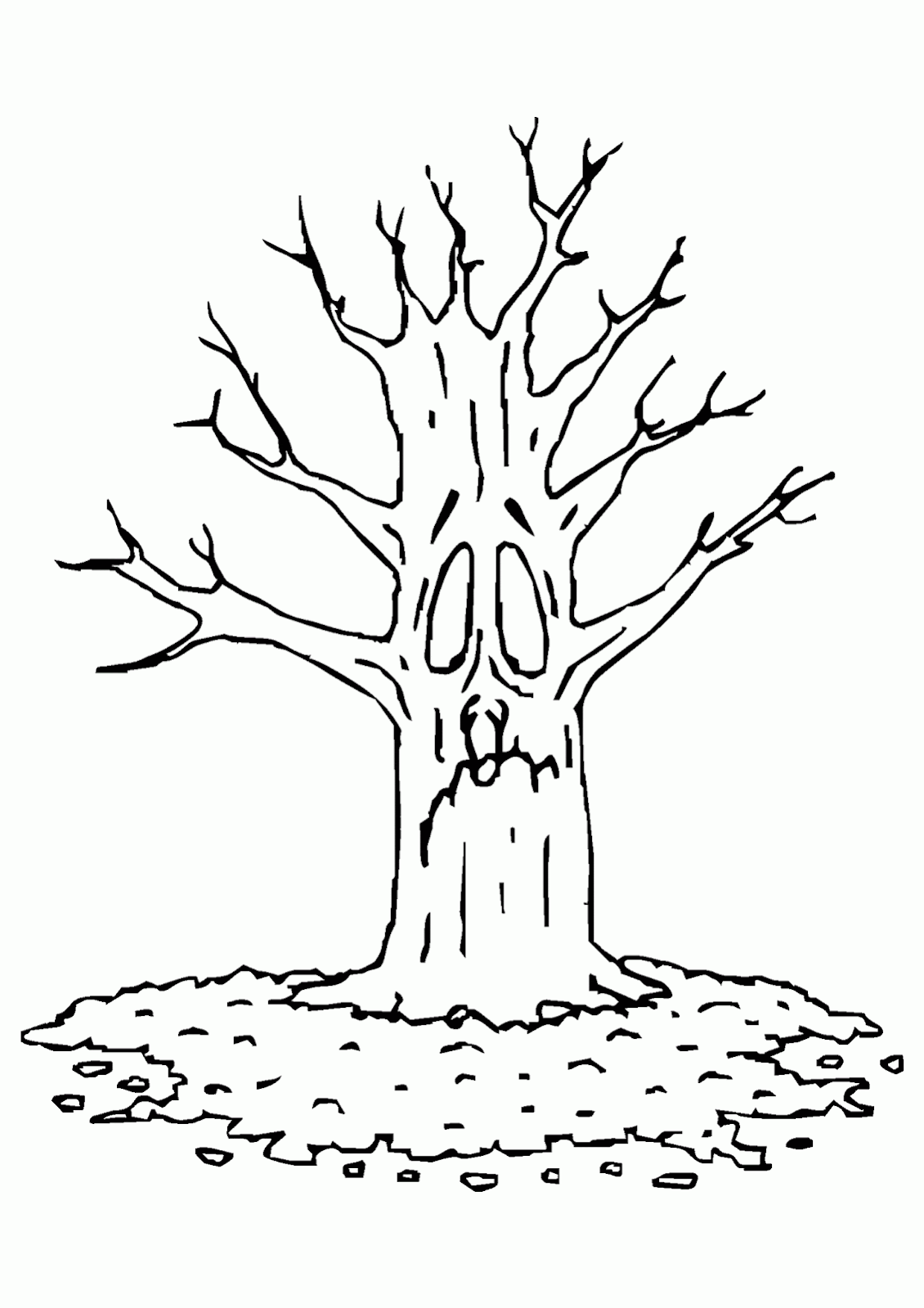 Gambar Mewarnai Pohon Kering Versi Kartun