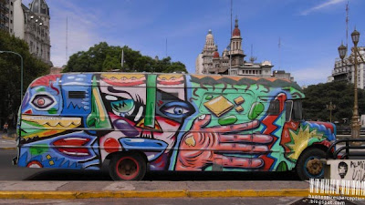 Argentine Bus Protester Gets Graffiti Makeover