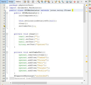 Contoh Program GUI Kalkulator pada Java
