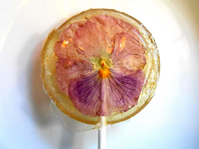 lollipops decorated with flower petals