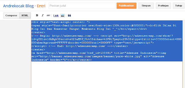 Cara Membuat Postingan Blog di Blogspot.Andrekocak BLog