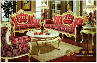 Kursi Tamu Sofa Busa Warna Merah Victorian New