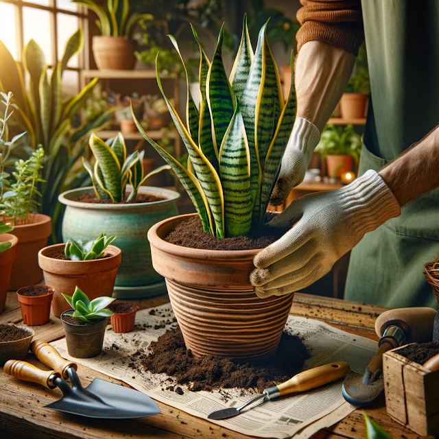 snake plant repotting