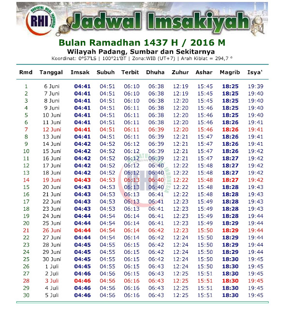 Jadwal Imsakiyah 2016 Seluruh Wilayah Indonesia  Info 