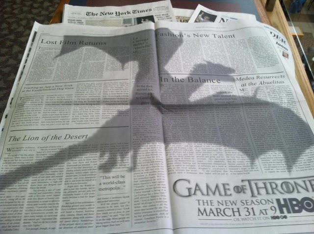 GAME OF THRONES: Publicidade no New York Times pegou muitos de surpresa.