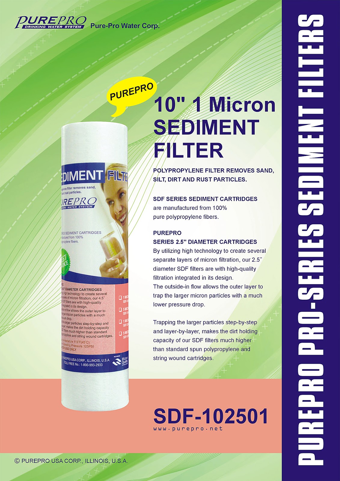 PurePro® USA 10" 1 Micron Sediment Filter PurePro SDF-102501