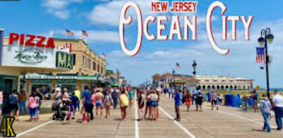 a postcard from Ocean City, New Jersey, USA, showing the boardwalk