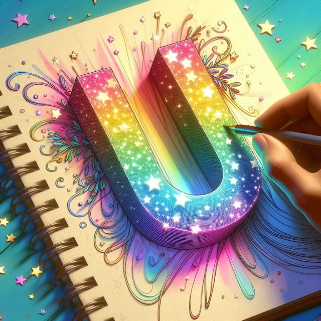 U Alphabet Profile Picture With AI Design