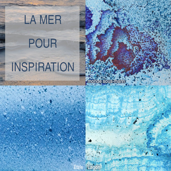 détails des peintures aquarelles abstraites bleues, agnès grégis au pinceau dansant