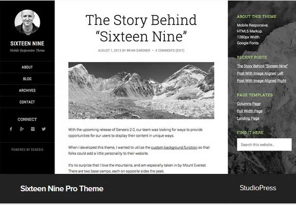 Sixteen Nine Pro Theme Award Winning Pro Themes for Wordpress Blog : Award Winning Blog