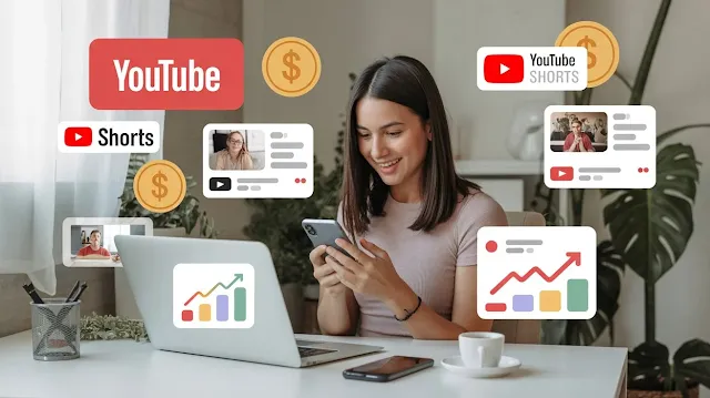 Young content creator editing YouTube Shorts at home while earning passive income through monetization, affiliate marketing, and faceless video automation in 2025.