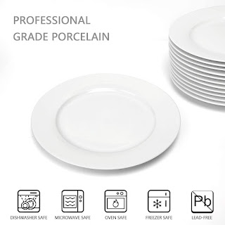 1.Sweese 154.001 Porcelain Round Dinner Plates - 10 Inch - Set of 6, White