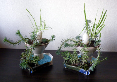 Miniature table centerpieces with accent plants