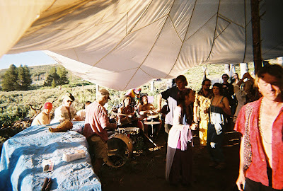 Marimba Tent at The California  Rainbow Gathering in Modoc County 2004 Near the Town of Likely...