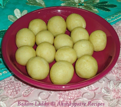 Badam or almond laddu in a serving plate