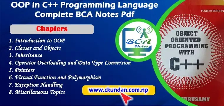 OOP in C++ Programming Language Complete BCA Notes Pdf