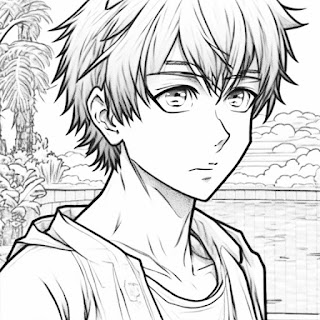 good looking boy coloring page anime style