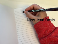 Miss Jenn writing in the blank spanking notebook she created which can be found on Amazon - I am going to put you over my knee and blister your bottom