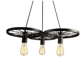 PROMO LINSGROUP Wagon Wheel Chandelier Vintage Industrial Metal Retro Rustic Ceiling Hanging Pendant Lights for Loft Kitchen Dining Living Space Office Restaurant Bar Cafe Lighting in Painted Finish