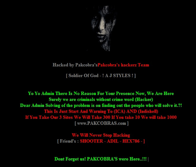 55 Indian sites deface by Pakcobra's