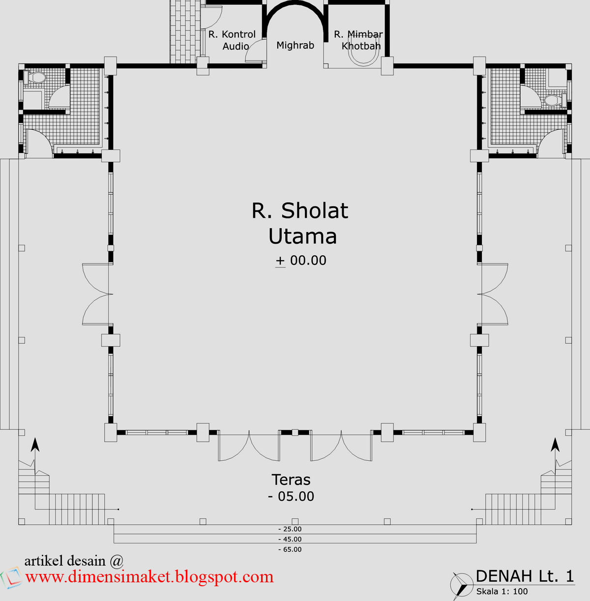 Desain Masjid & Musholla 003 : Contoh Gambar Desain Musholla 2 lantai