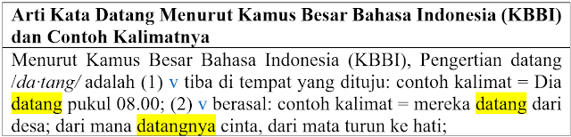 Arti Kata Datang Menurut Kamus Besar Bahasa Indonesia (KBBI) dan Contoh Kalimatnya