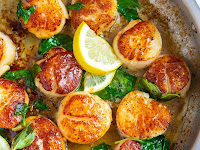 Seared Scallops with Garlic Basil Butter