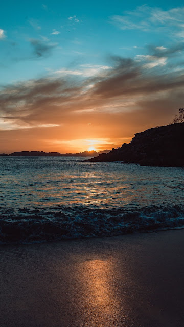 Nature, Sunset, Sun, Waves, Beach