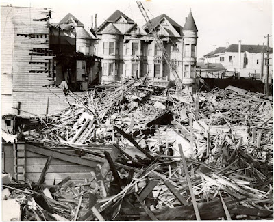 Buildings being demolished in Western Addition for Redevelopment, 1953. Courtesy of San Francisco Public Library