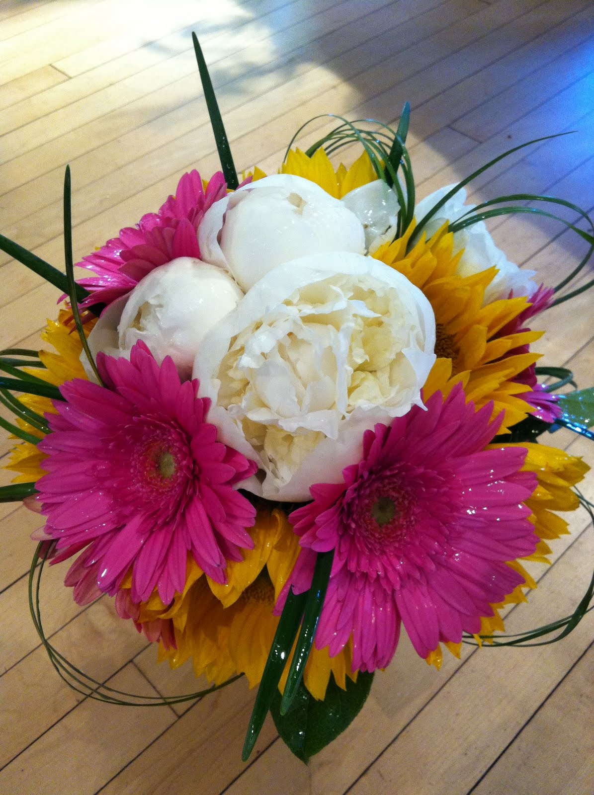 A bridal bouquet of sunflowers