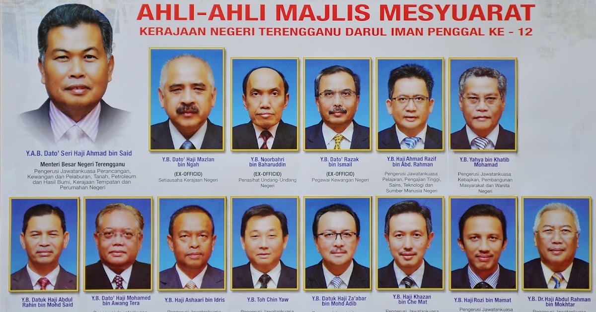 T E G A N U K I Ta Ahli Ahli Majlis Mesyuarat Kerajaan Negeri Terengganu Darul Iman Penggal Ke 12