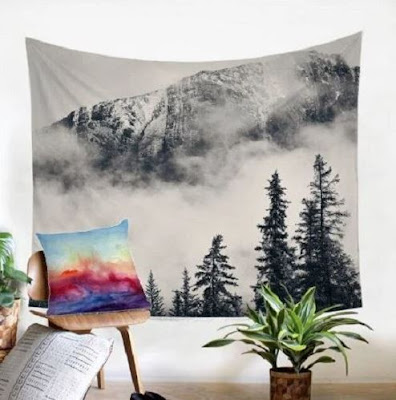 Foggy Mountain Wall Tapestry