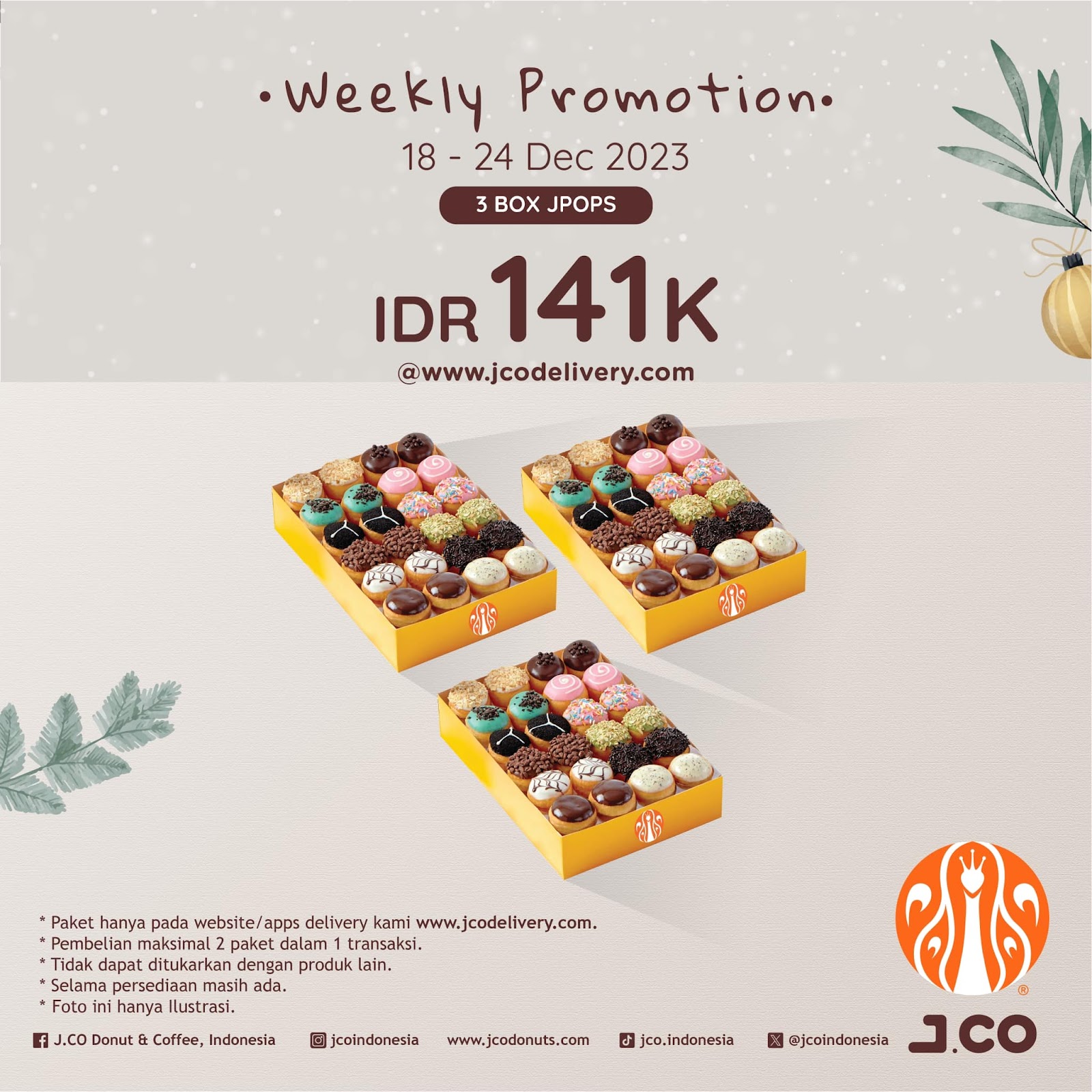 Promo JCO Donuts Weekly Promotion Periode 18 - 24 Desember 2023
