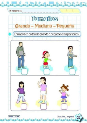 Grande Mediano Pequeño del libro de Matemáticas de 5 años